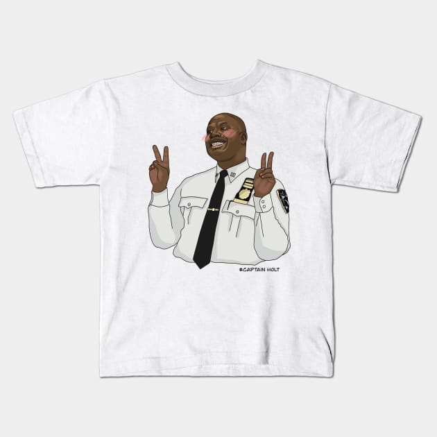 Captain Raymond holt - peace sign Kids T-Shirt by Artbygoody